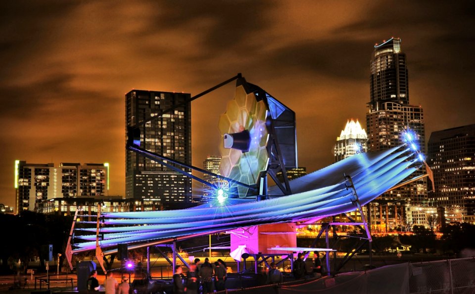 Illuminated City At Night photo