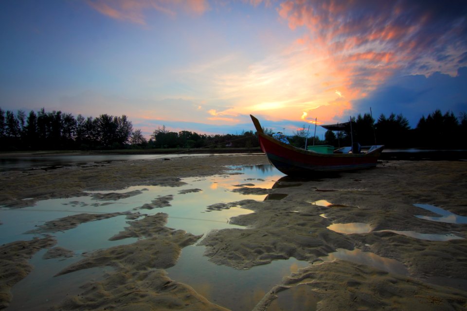 Beach Boat Clouds