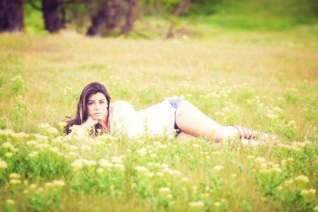 Woman Lying On Grass photo