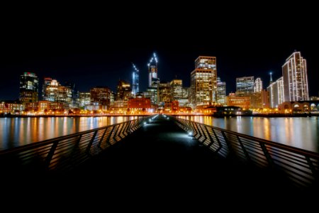 Illuminated Cityscape At Night photo