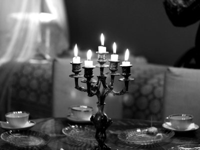 Black-and-white Candlelight Candles photo