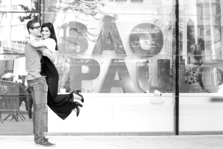 Black-and-white Couple Hugs photo