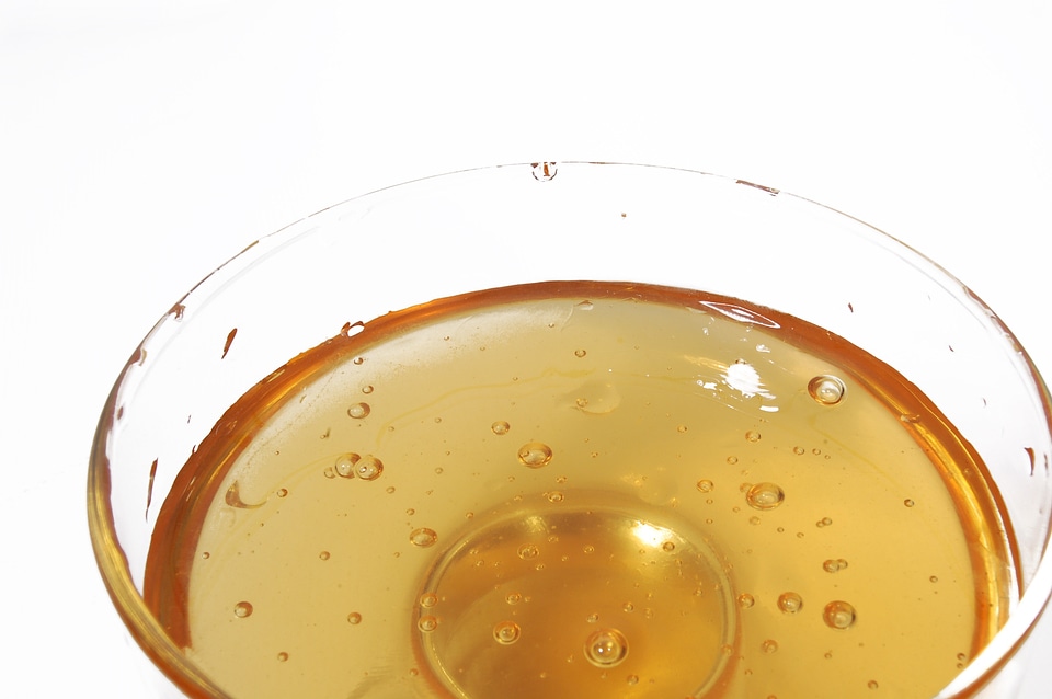 Glass yellow liquid