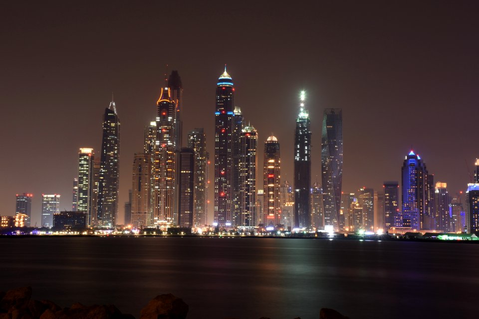 Illuminated City At Night photo