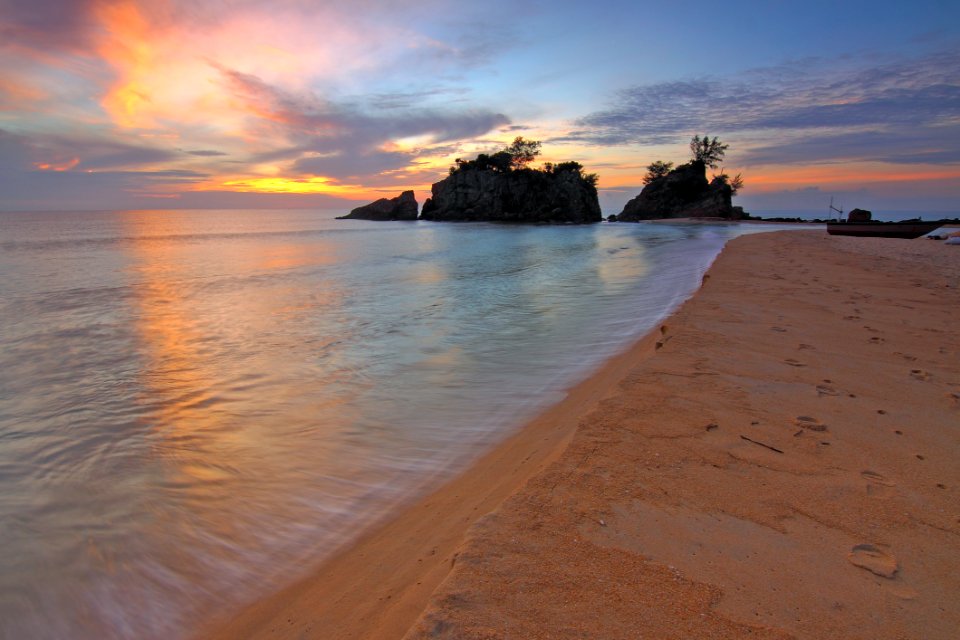 View Of Beach Against Cloudy Sky