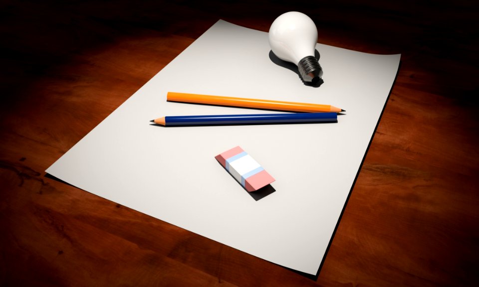 High Angle View Of Pencils On Table