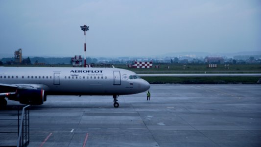 White Aeroflot Passenger Plane On Airport photo