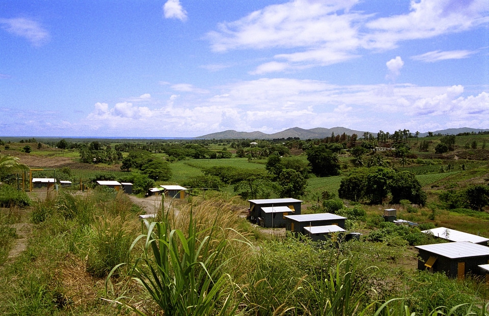 Landscape mountains houses