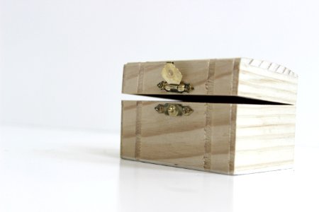 Beige Wooden Chest Trunk On White Surface