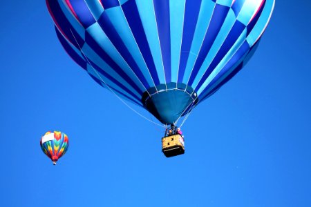Blue And Teal Hot Air Balloon Near Pink And Blue Hot Air Balloon