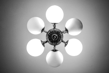 Worms Eye View Of White And Silver Ceiling Light photo