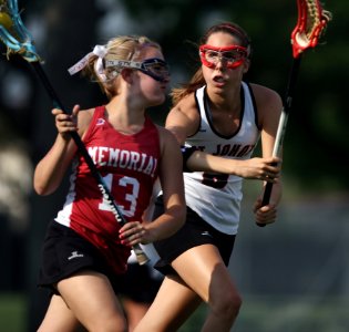 Woman And Girl Playing Lacrosse