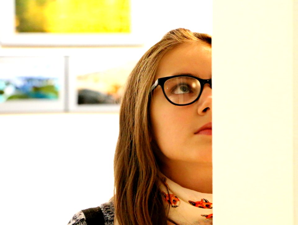 Woman In Black Frame Eyeglass