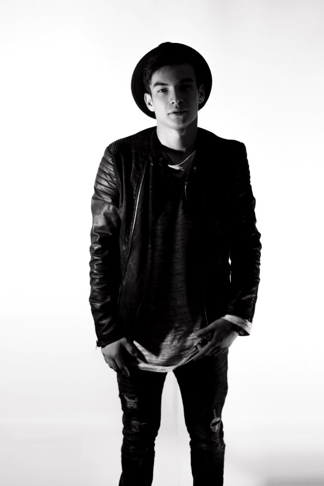Man In Leather Bomber Jacket With Fedora Posing For A Phoro