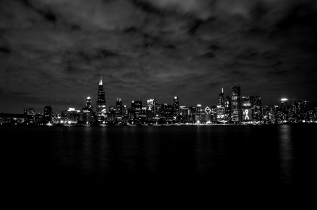 Gray Scale Of City Skyline Photography photo