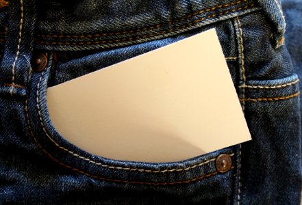 White Card On Gray Denim Pants Pouch photo