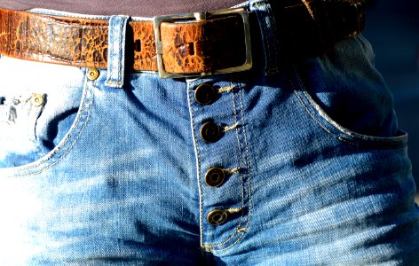 Blue Denim Button Up Bottoms With Belt