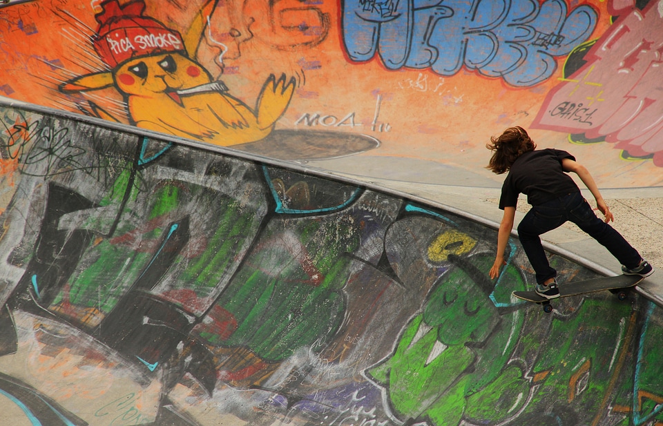 Skateboard child graffiti