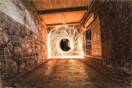 Sparks In Tunnel During Daytime In Time Lapse Photography photo