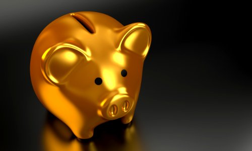 Yellow Head Piggy Bank Gold photo