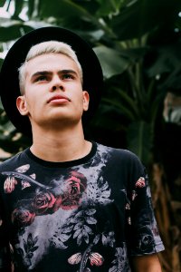 Black And Gray Floral Crew-neck Shirt