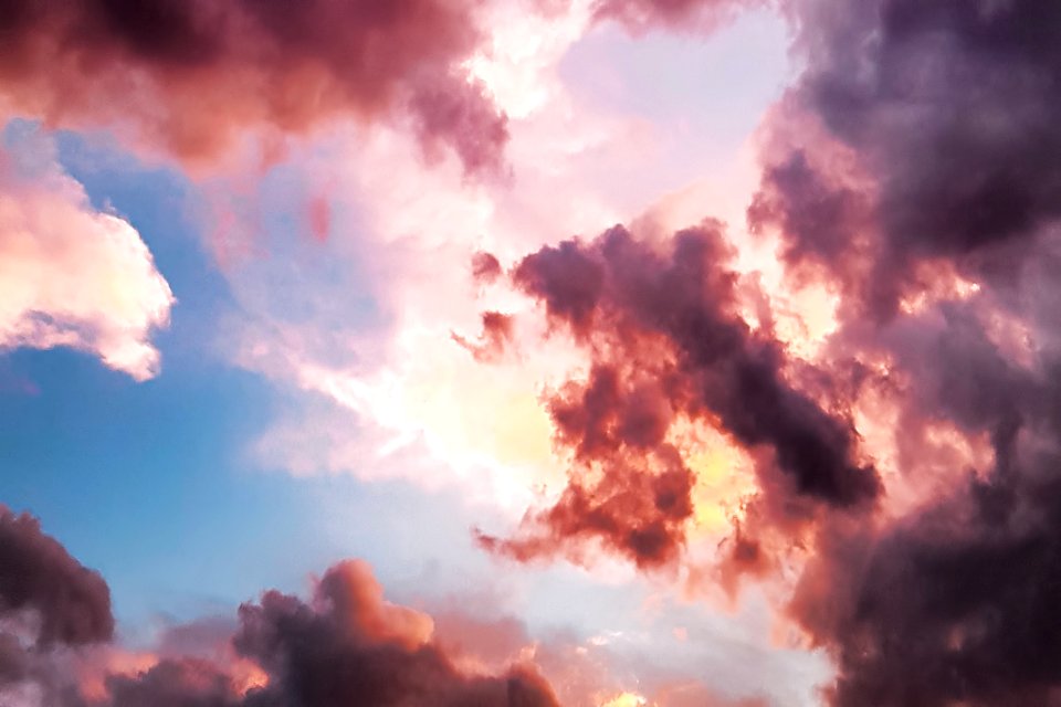 Down Angle Photography Of Red Clouds And Blue Sky