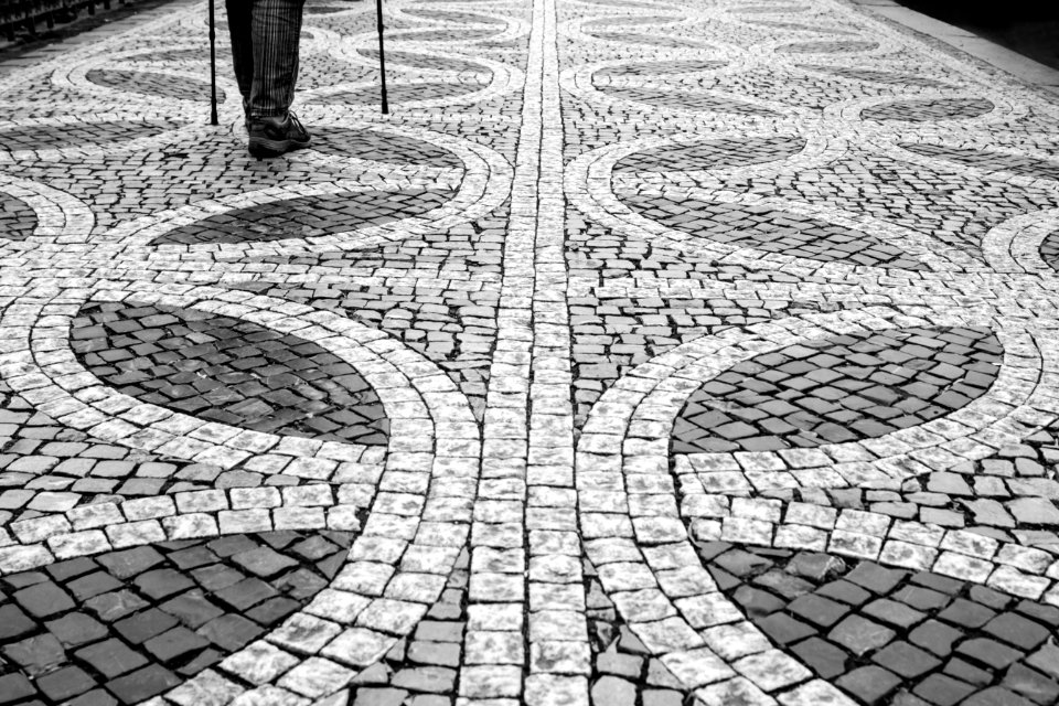 Black And White Cobblestone Public Space Monochrome Photography