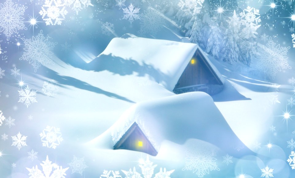 Blue Winter Sky Snow