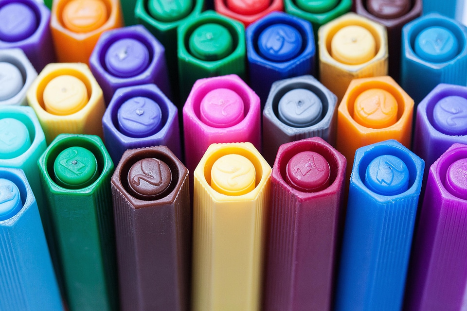 Crayons pens colorful