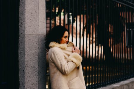 Woman Wearing White Fur Coat photo