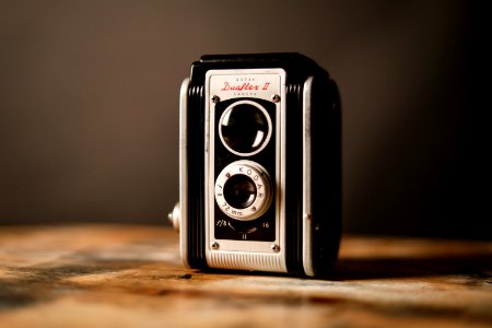 Gray And Black Vintage Camera