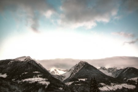 Gray Mountain At Daytime Under Gray Sky photo