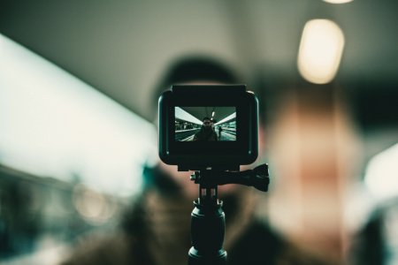 Black Action Camera With Stand