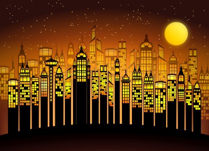Yellow Text Metropolis Night