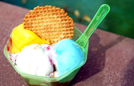 Ice Cream On Green Plastic Container