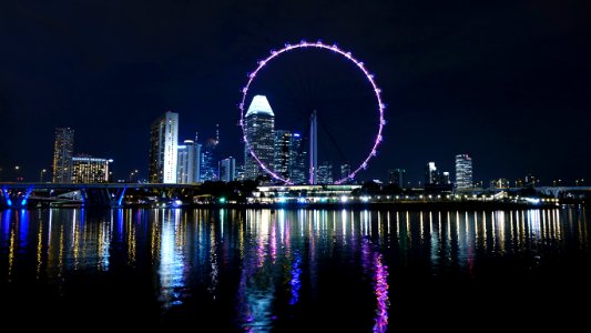 Reflection Cityscape Skyline Ferris Wheel