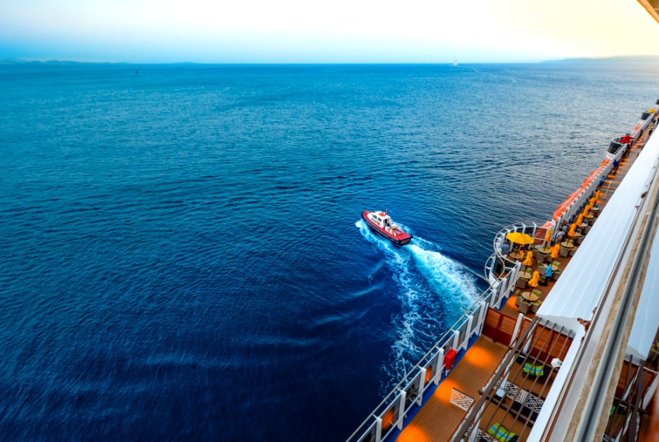 High Angle View Of People Sailing On Sea