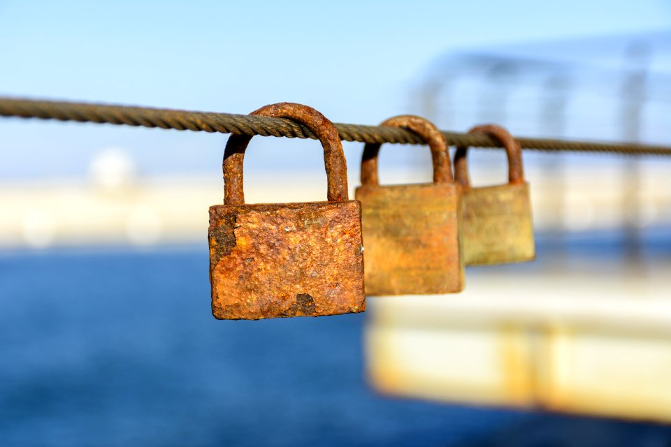 Rusty Padlocks In Chain