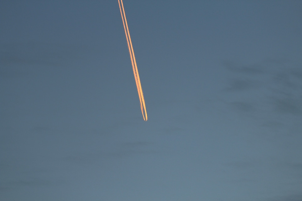 Flying evening sky afterglow