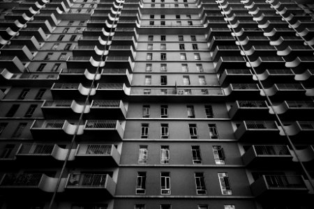 Worms Eye View Of Building In Black And White Photography