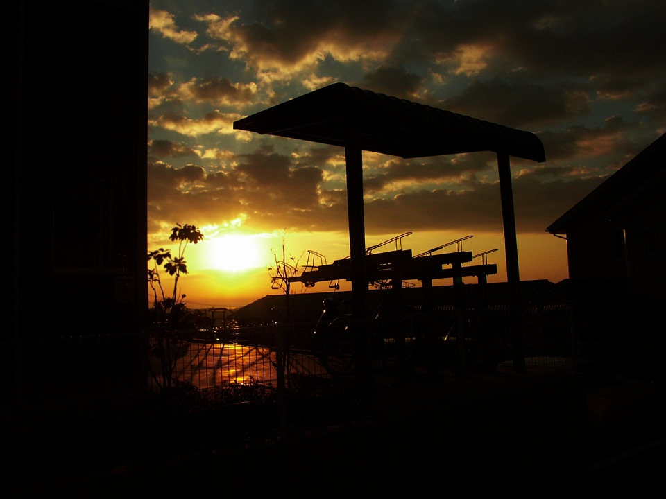 Backlight own train yard sky