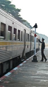 Thailand Train Are Running On The Rail Way photo