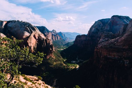 Scenic View Of Mountains Against Cloudy Sky photo