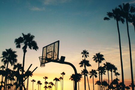 Silhouette Of Basketball Hoop During Dusk