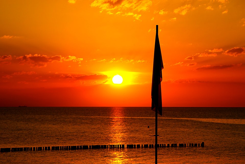 Sunset Horizon Afterglow Sea