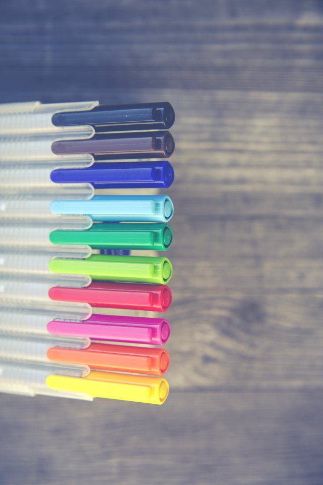 Colored Pen Set At Daytime