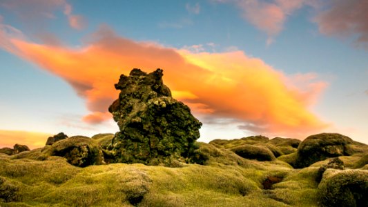 Green Brown Stone During Sunset