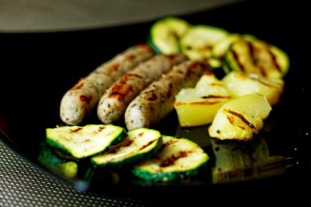 Green Yellow And Brown Food On Black Square Ceramic Plate
