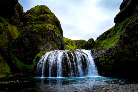 Waterfalls Over Green Cliffs