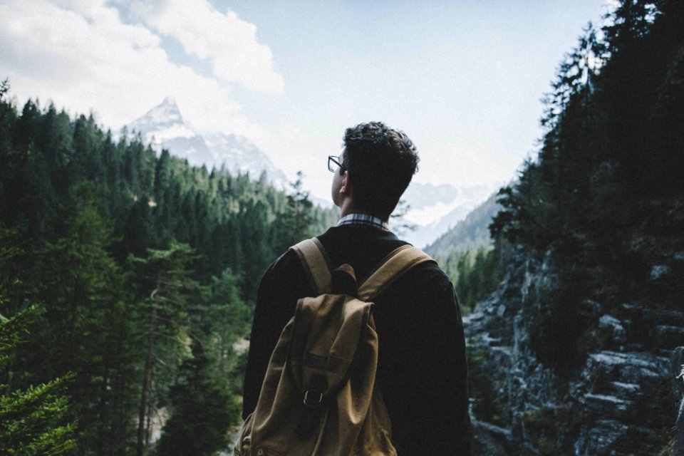 Hiker Viewing Mountains